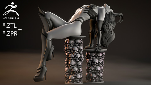 Demoness Zbrush Sourse and 3d print model