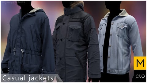 Casual jackets. Clo3d, Marvelous designer projects.