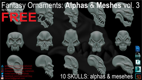 FREE Fantasy Ornaments: Alphas & Meshes vol 3