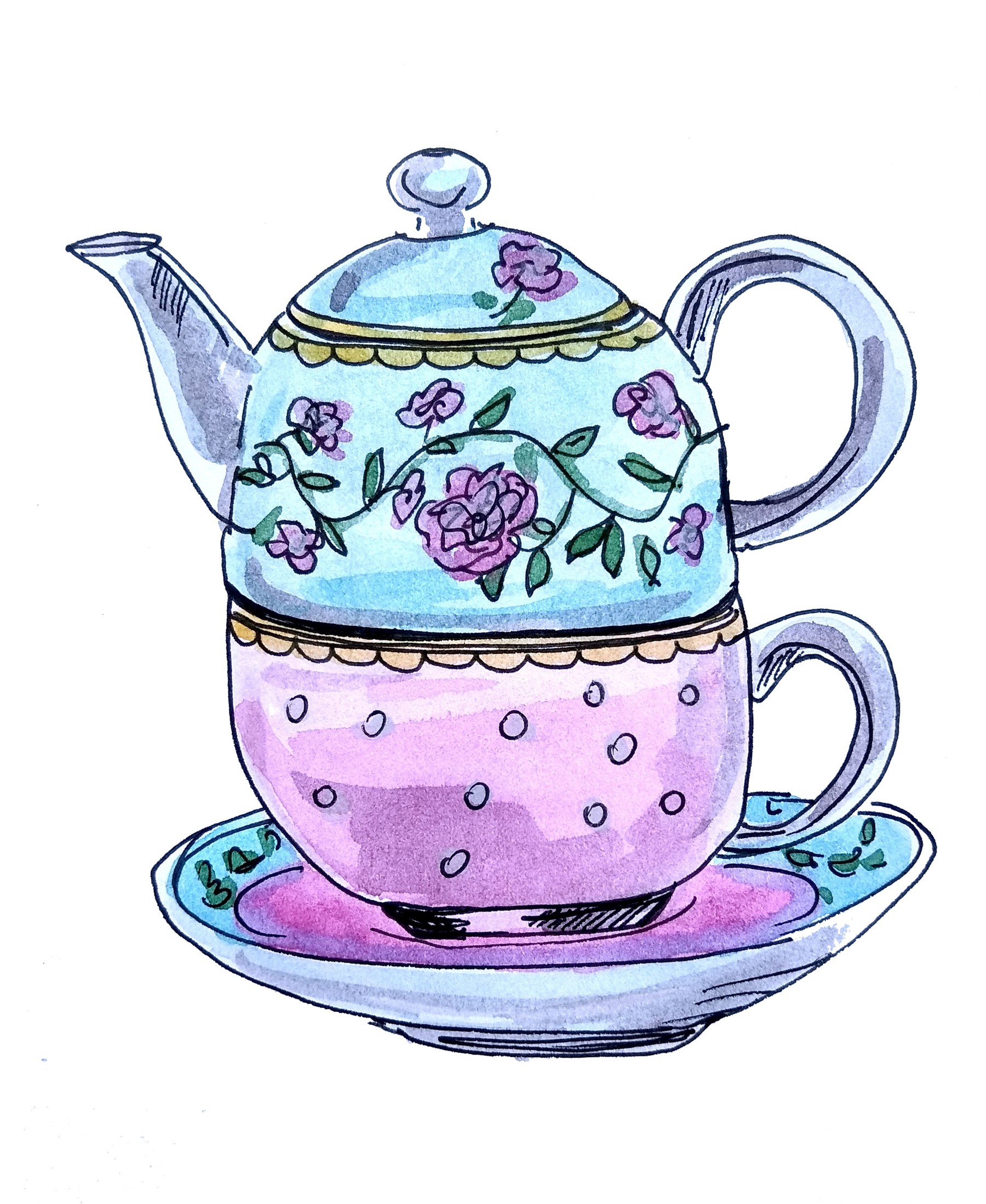 ArtStation Teapot in floral print Artworks