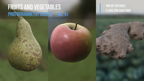Fruits and vegetables pack - photogrammetry 3d assets vol. 01