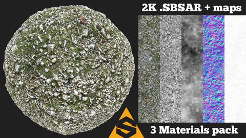 Rocky Mossy Forest Ground Material Pack