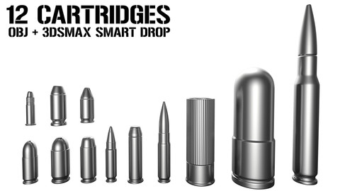 12 Cartridges - 3dsmax drag and drop + OBJ
