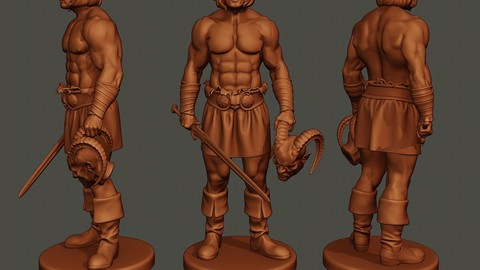 Male Barbarian 2HSword  Cut Head