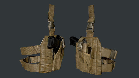 Military Police Gun Holster Equipment Game Ready 01