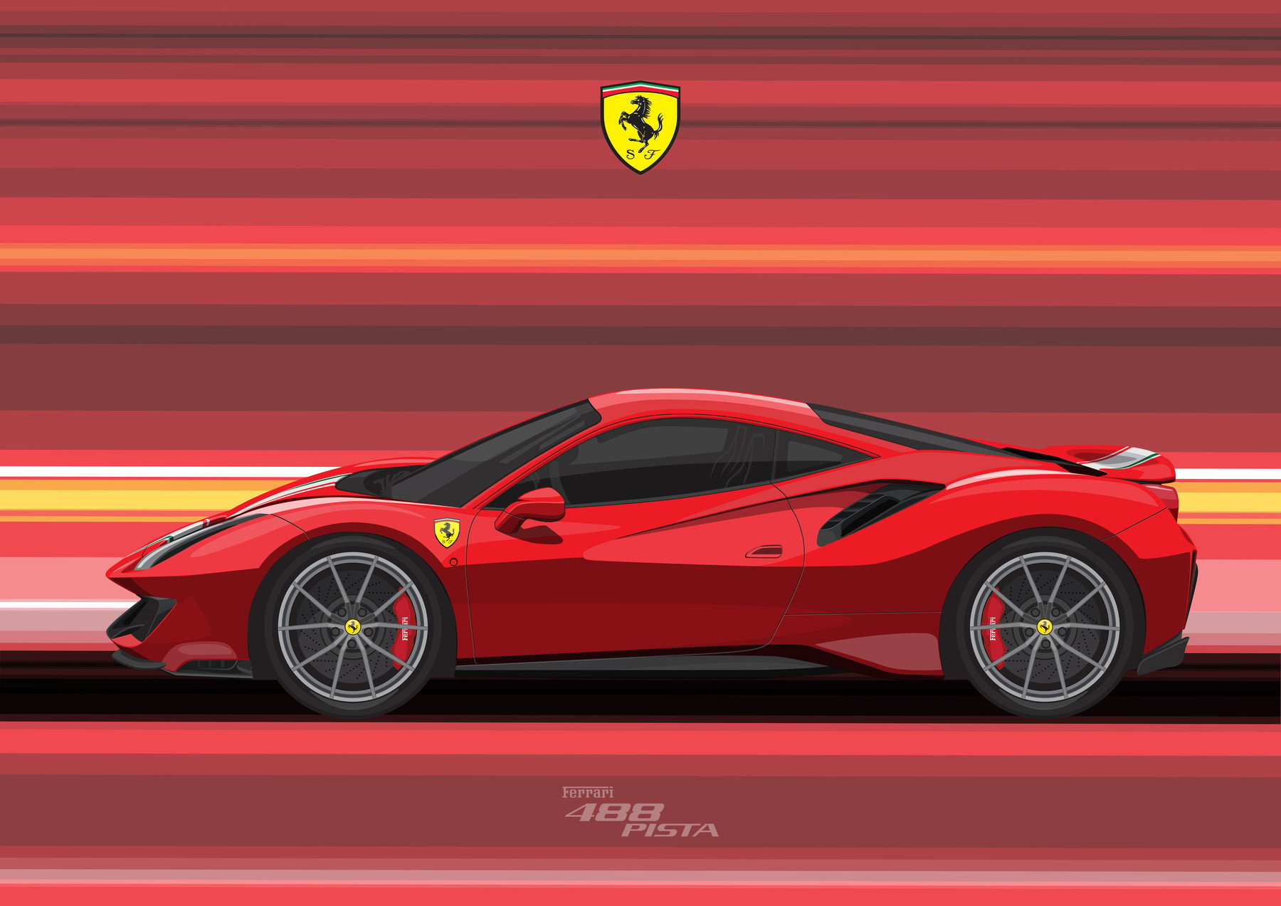 Ferrari 488 pista чертеж