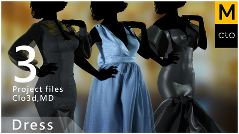 Clo3d,Marvelous Designer projects. Dress