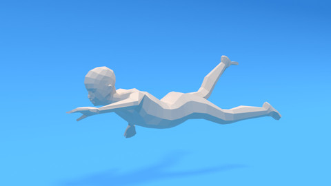 Low Poly Swimming Kid