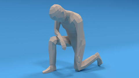 Low Poly Kid Kneeling