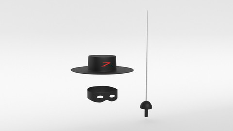 Cartoon Zorro Hat Mask and Sword