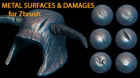 Metal Surfaces & Damages Brushes for Zbrush