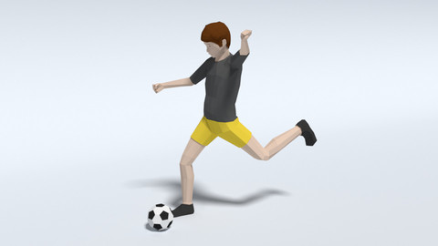 Low Poly Kid Playing Football