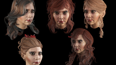 Set female hairstyle 5 species