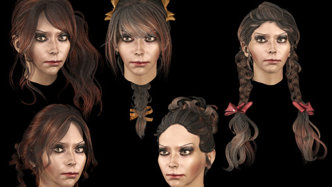 Set female hairstyle 5 types