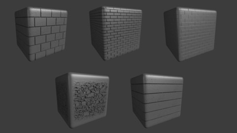ZBRUSH 5 Realistic Masonry Brick Displacement Alpha Map Brushes