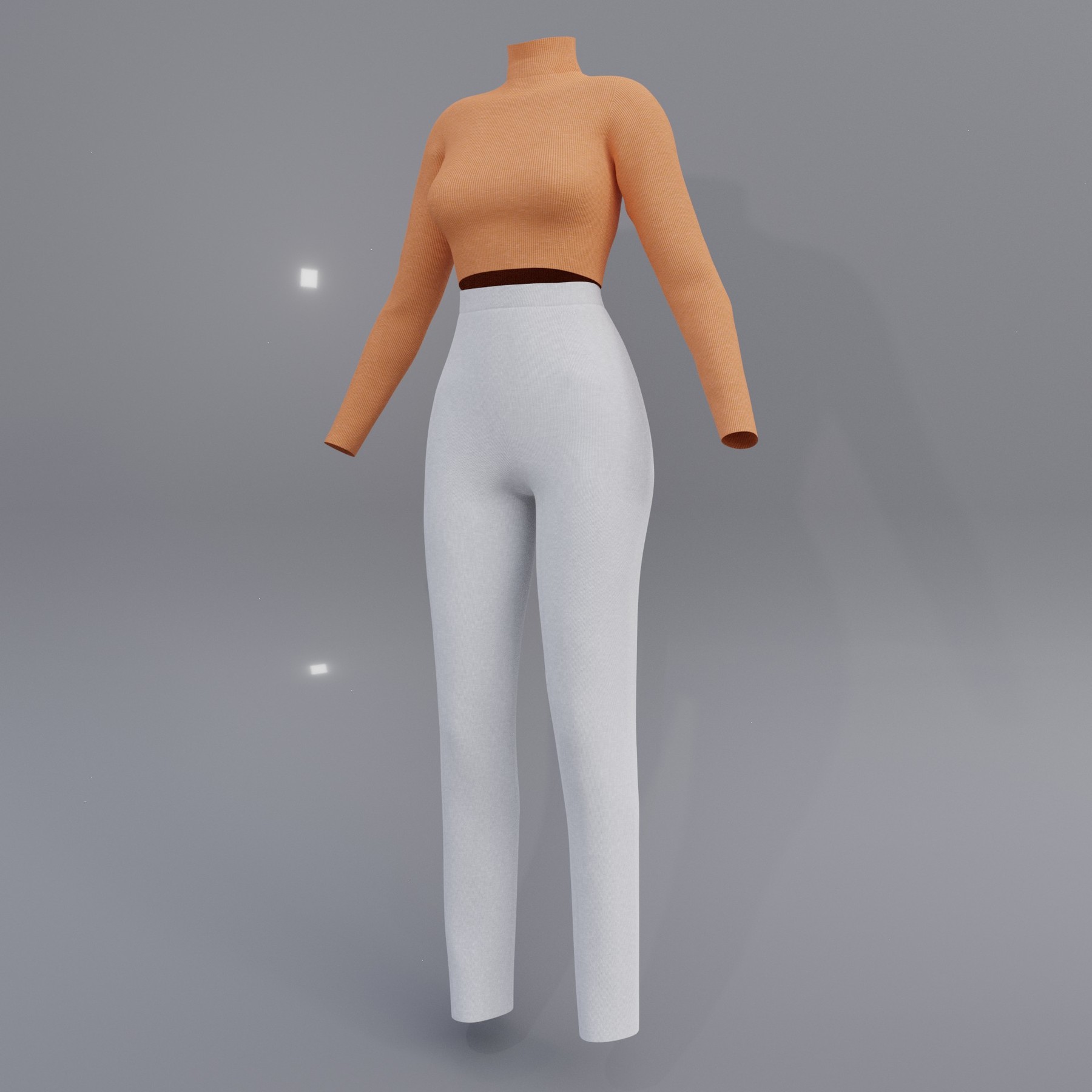 ArtStation - Female outfit - Turtleneck croptop and pants 3D model ...