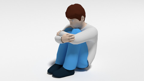 Cartoon Kid Sitting On The Floor