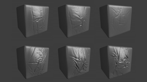 ZBRUSH 6 Realistic Cloth Creases Displacement Alpha Maps / Volume Set 2