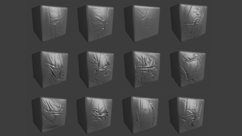 ZBRUSH 12 Realistic Cloth Creases Displacement Alpha Maps / BundleS of Sets 2 & 3