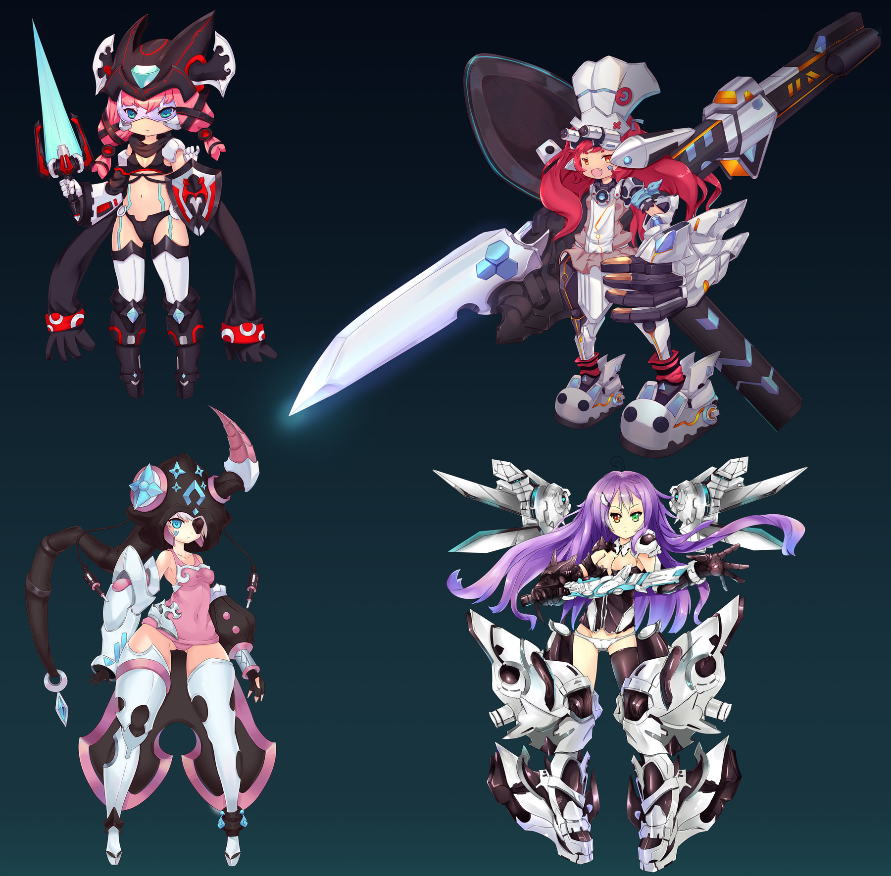 Artstation Pack 4 Mecha Girl Design Game Assets