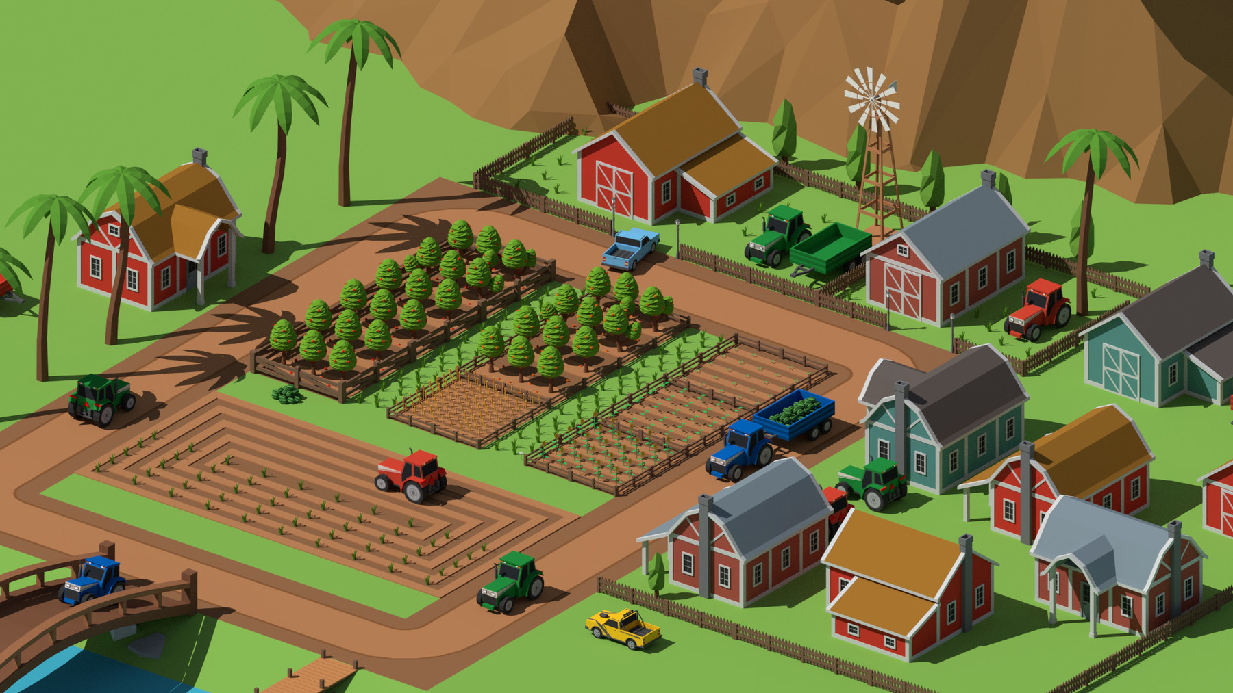 ArtStation - 14 Free Farming Game Assets: Houses and Trees