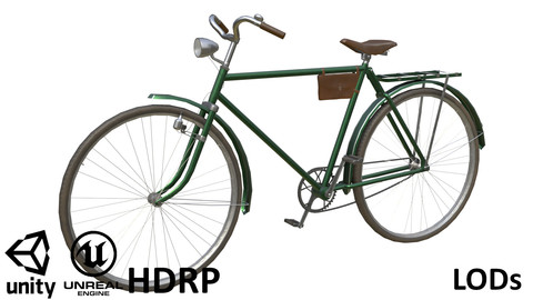 Game-ready Retro Bicycle Green - Customisable
