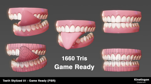 Teeth Stylized 01 - Game Ready PBR - Low-poly 3D model