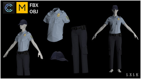 Police Officer Outfit - Marvelous Designer, CLO3D