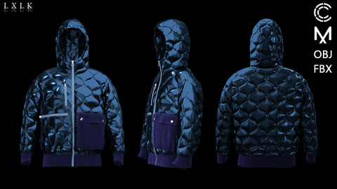 Unisex Onion Quilted Puffer/Padded Jacket - Marvelous Designer, CLO3D