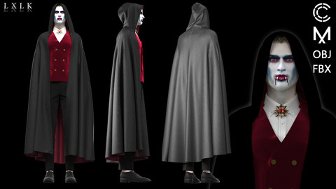 Men's Vampire Costume for Halloween - Marvelous Designer, CLO3D