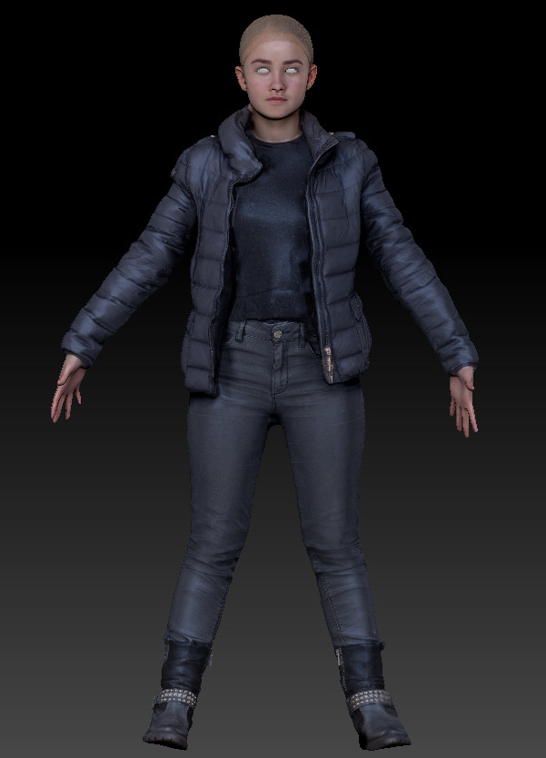 ArtStation - Woman in a black jacket ready for animation 123 | Game Assets
