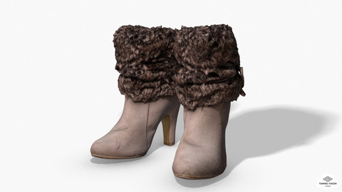 Fur Trim Heel Boots - Photoscanned PBR