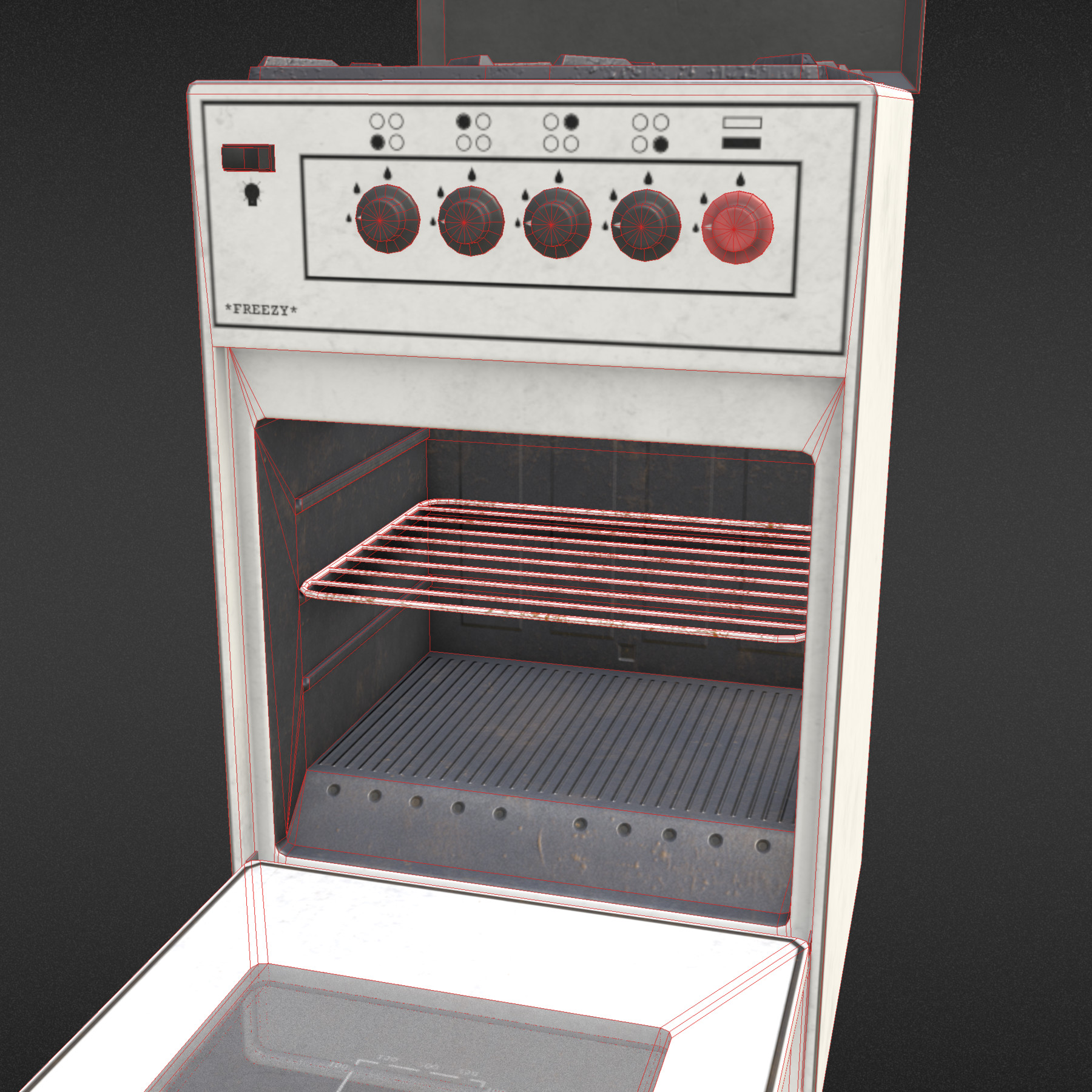 ArtStation Retro Gas Oven White Game Assets