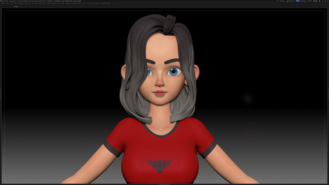 ZBrush Stylized Character Girl Base Mesh with Clothes - Amy Girl Style 1