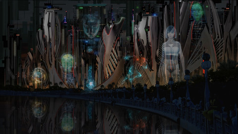 LAYERED PSD File of SCI-FI Cyberpunk Cityscape Concept Matte Painting