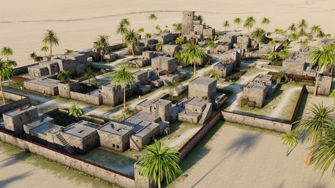 Desert village in Blender