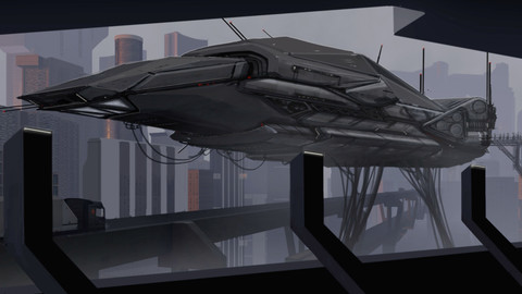 LAYERED PSD File of Futuristic Sci-fi Scenario Concept Matte Painting Using A 3d Environment Plate