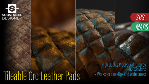 Tileable Orc Leather Pads - SBS / 4K Maps