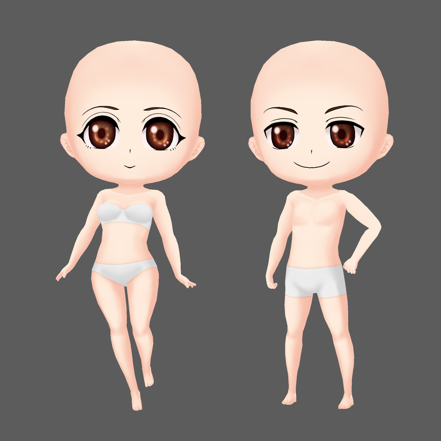 Hand Painted Chibi Character Base Mesh.