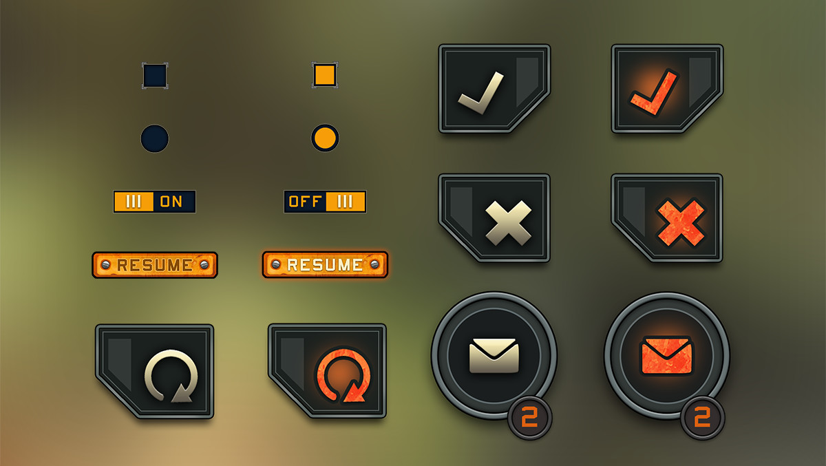 ArtStation - [UIFBRCA] WarZone - Military Mobile UI Set | Game Assets