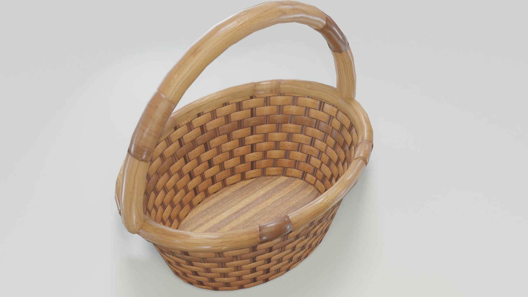 Woven Wood Basket with Handles 3d model