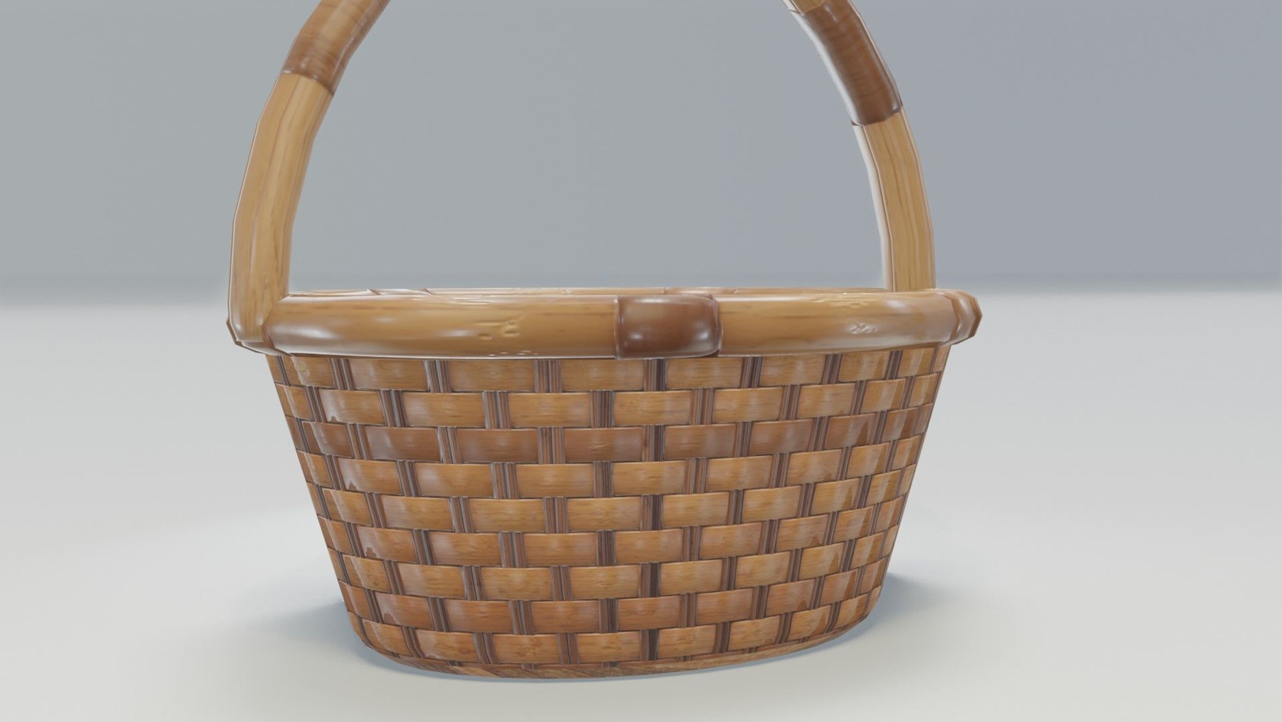Woven Wood Basket with Handles 3d model