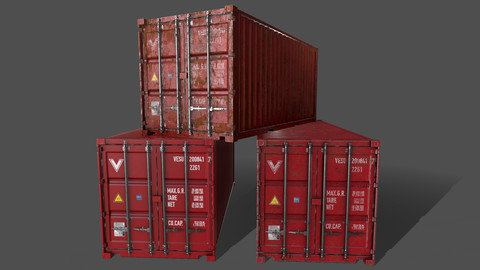 PBR 20 ft Shipping Cargo Container Version 1 - Red