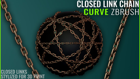 Chain Closed Link Curve - Zbrush 2020 - Stylized for 3D Print