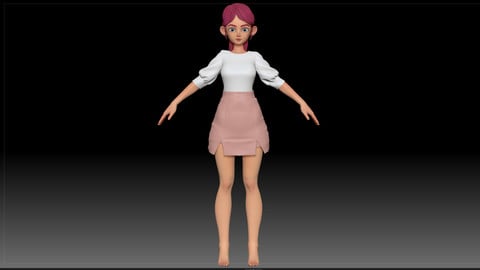 ZBrush Stylized Character Girl Base Mesh - Amy Girl Style 26