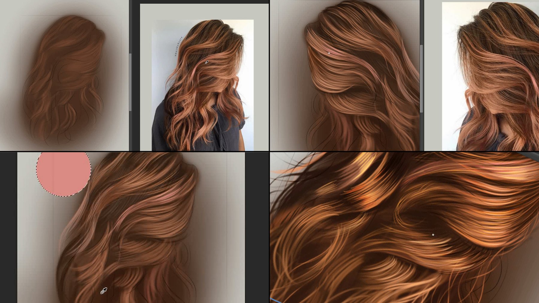 ArtStation - Hair Painting In Photoshop - Video Tutorial | Tutorials