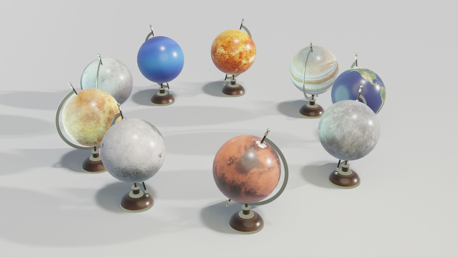 3D Disco - Solar System Planets Globes 3D Model