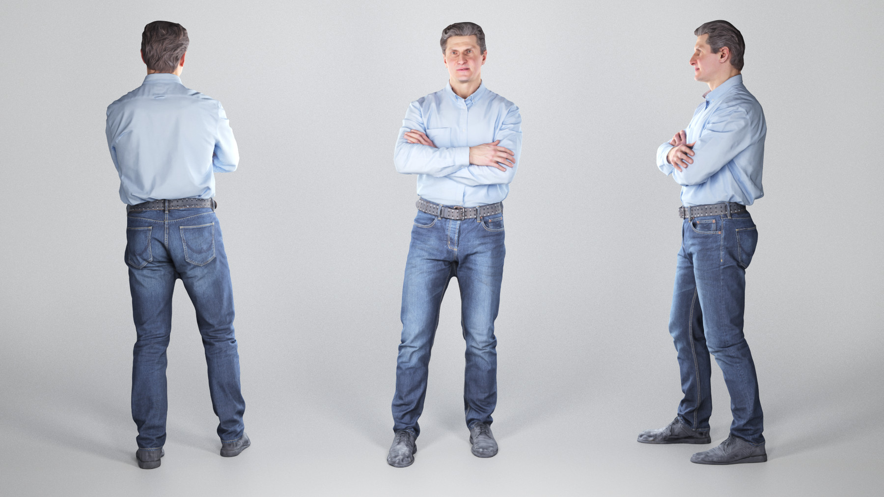 ArtStation - Middle-aged Man in blue shirt and jeans 90 | Resources