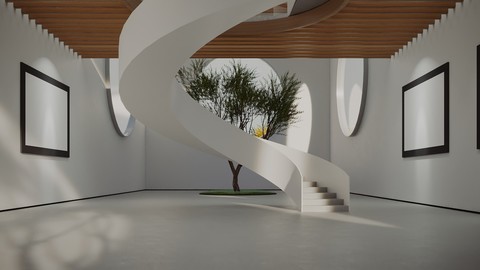 VR Art Gallery Circles 2020 4k Corona Max Scene