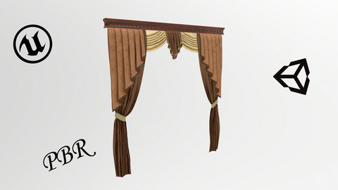 №801 Curtain  3D low poly models for game development and VR-projects